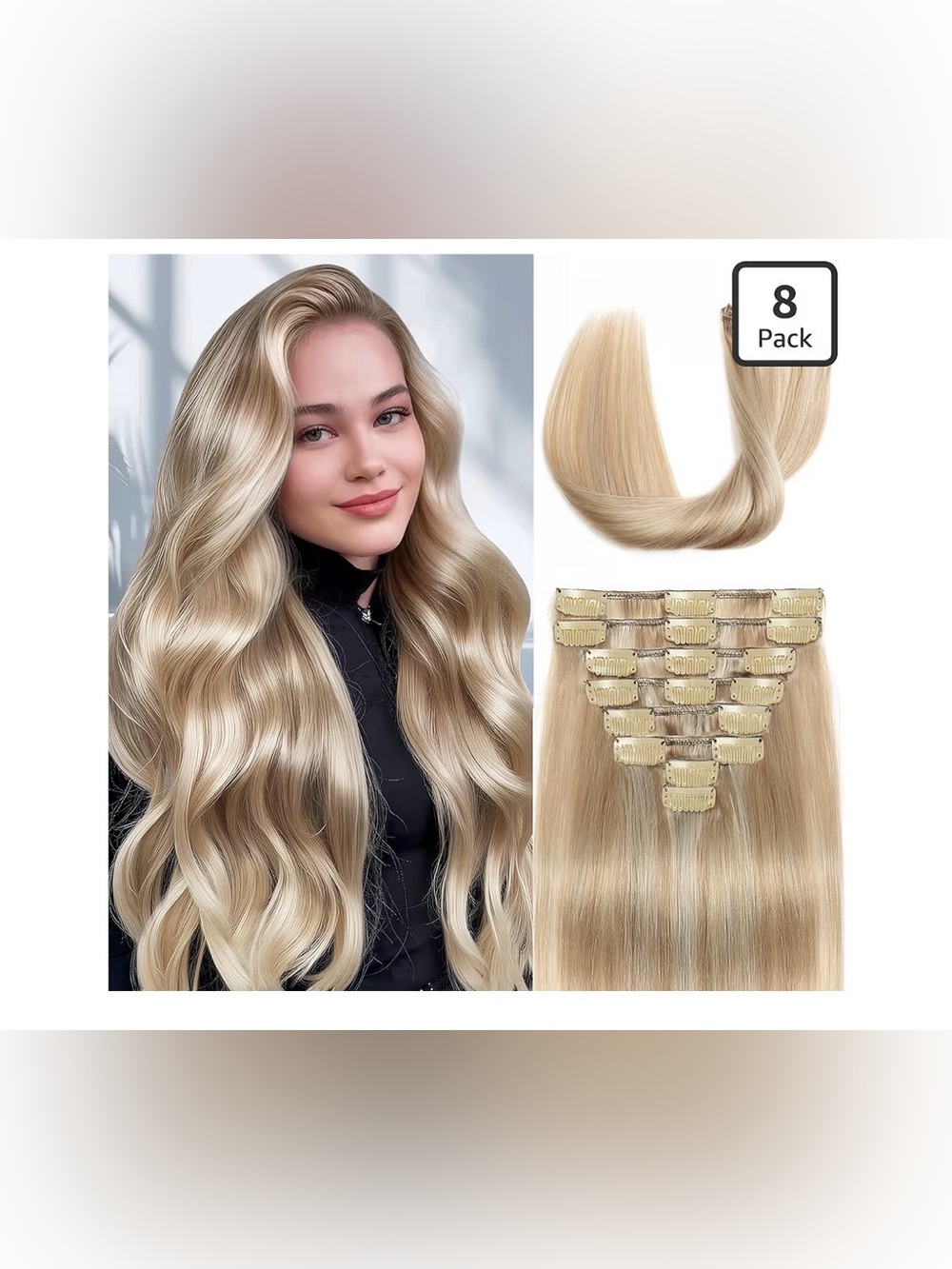 Clip in Hair Extensions Real Human Hair, 18 inch 100g/3.6oz